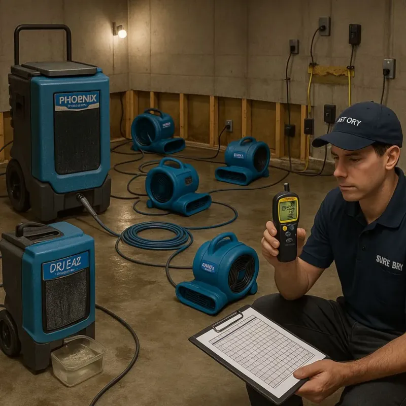 Structural Drying and Dehumidification process in El Cerro, NM